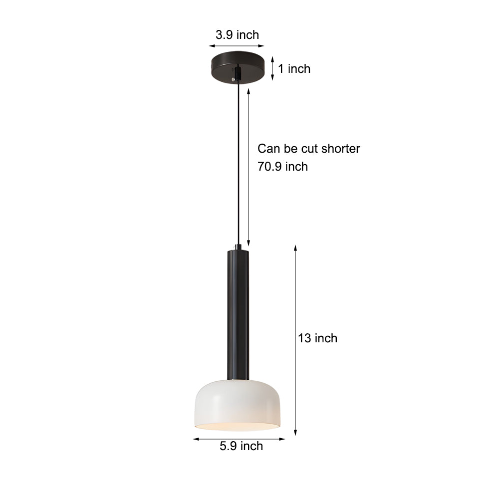 Nordic Copper Tube LED Pendant Light with White Glass Bowl Shade for Bedroom and Living Room