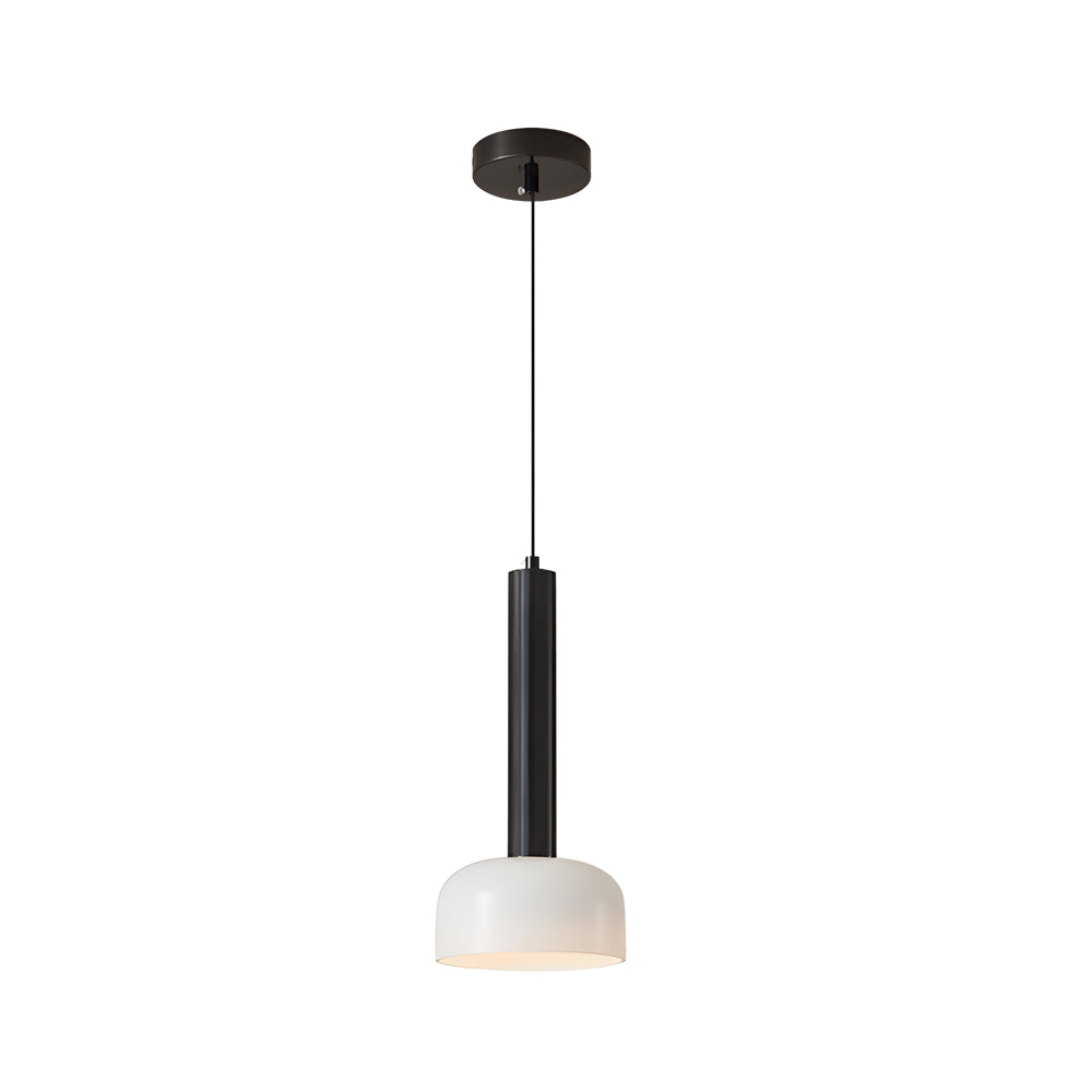 Nordic Copper Tube LED Pendant Light with White Glass Bowl Shade for Bedroom and Living Room