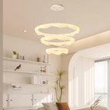Nordic Cream Style Designer Ring LED Chandelier Adjustable Dimming Ceiling Pendant Light