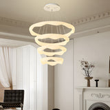 Nordic Cream Style Designer Ring LED Chandelier Adjustable Dimming Ceiling Pendant Light
