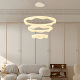 Nordic Cream Style Designer Ring LED Chandelier Adjustable Dimming Ceiling Pendant Light