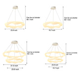 Nordic Cream Style Designer Ring LED Chandelier Adjustable Dimming Ceiling Pendant Light