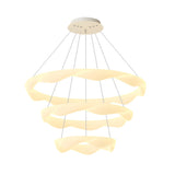 Nordic Cream Style Designer Ring LED Chandelier Adjustable Dimming Ceiling Pendant Light