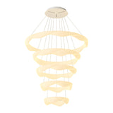 Nordic Cream Style Designer Ring LED Chandelier Adjustable Dimming Ceiling Pendant Light