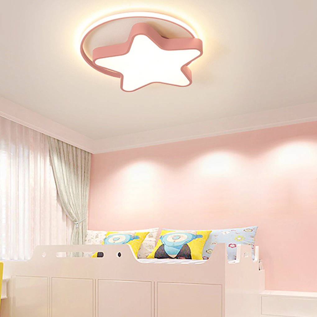 Modern Five Pointed Star LED Ceiling Light Dimmable Flush Mount Lamp for Kids Bedroom