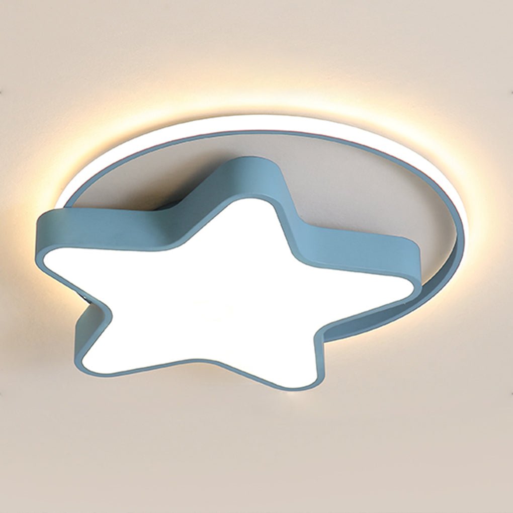 Modern Five Pointed Star LED Ceiling Light Dimmable Flush Mount Lamp for Kids Bedroom