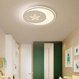 Modern Star and Moon Dimmable LED Ceiling Light Ultra Thin Fixture with Remote Control for Kids Bedroom