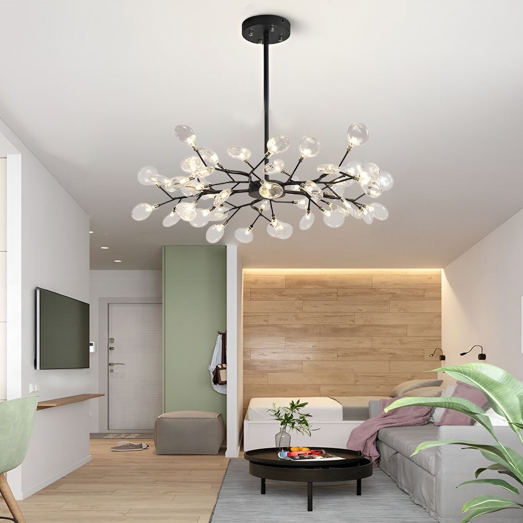 Nordic Firefly Branch Chandelier Modern Metal and Acrylic Hanging Light Fixture