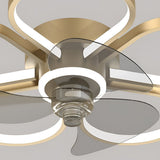 Low Profile Modern Flower LED Ceiling Fan Flush Mount with Reversible DC Motor for Bedroom