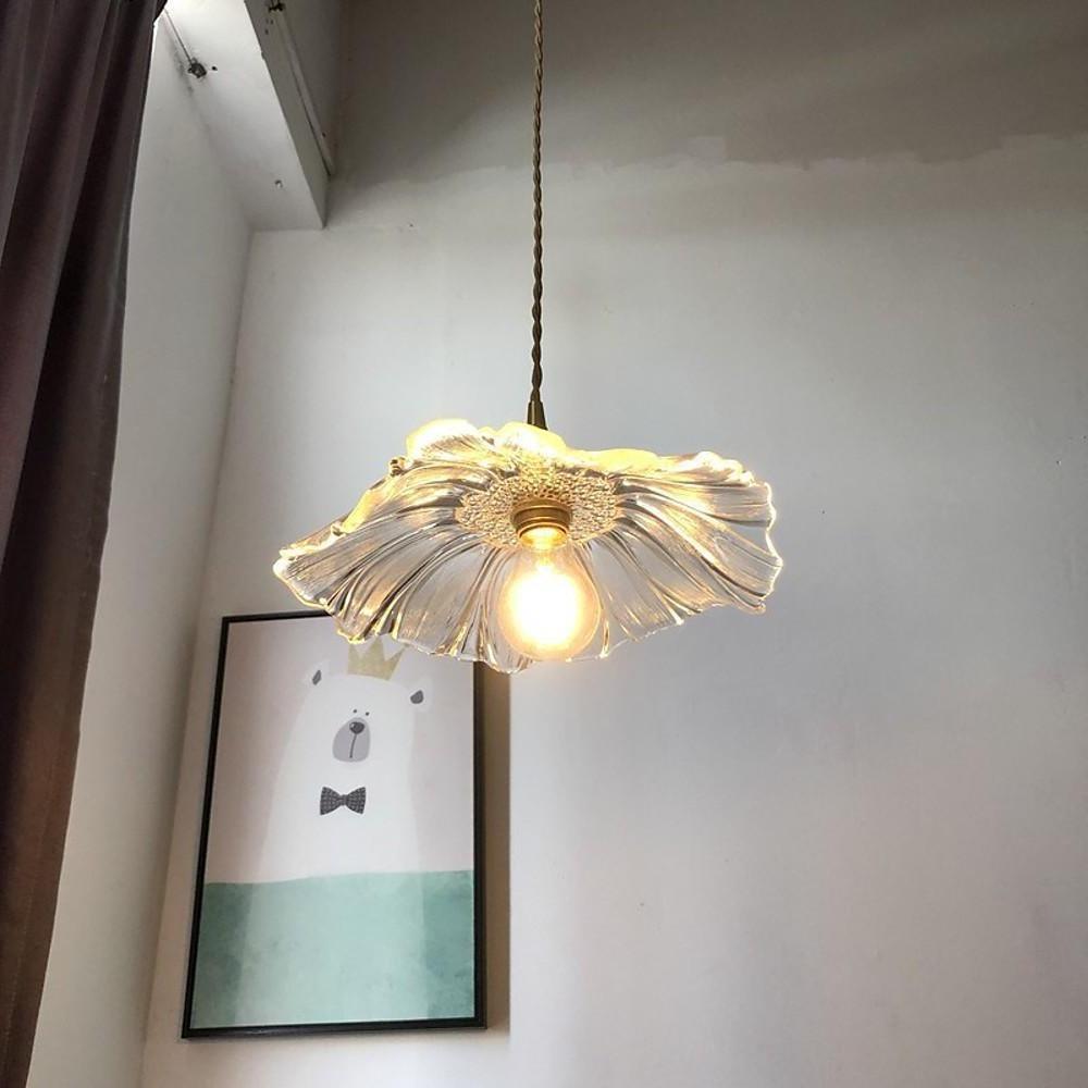 Nordic Flower Shape Glass Pendant Light with Copper Base for Elegant Home Decor
