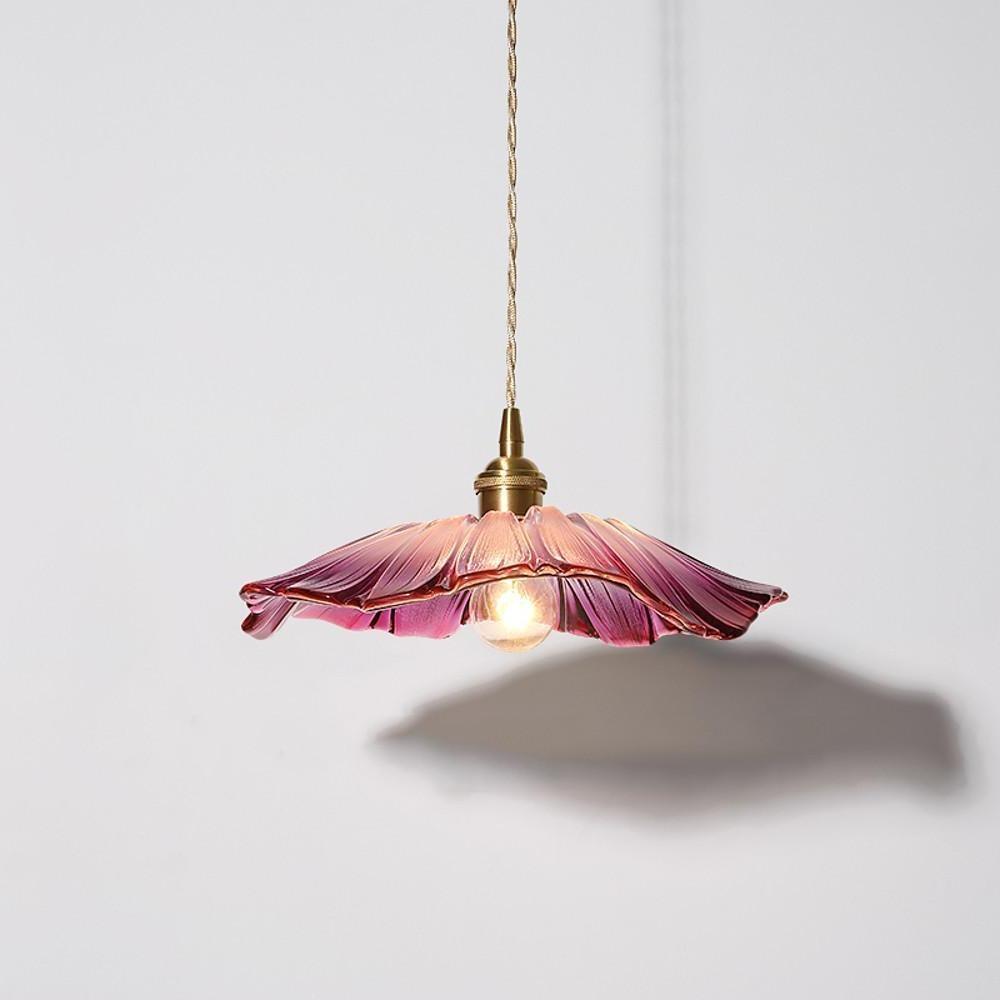 Nordic Flower Shape Glass Pendant Light with Copper Base for Elegant Home Decor