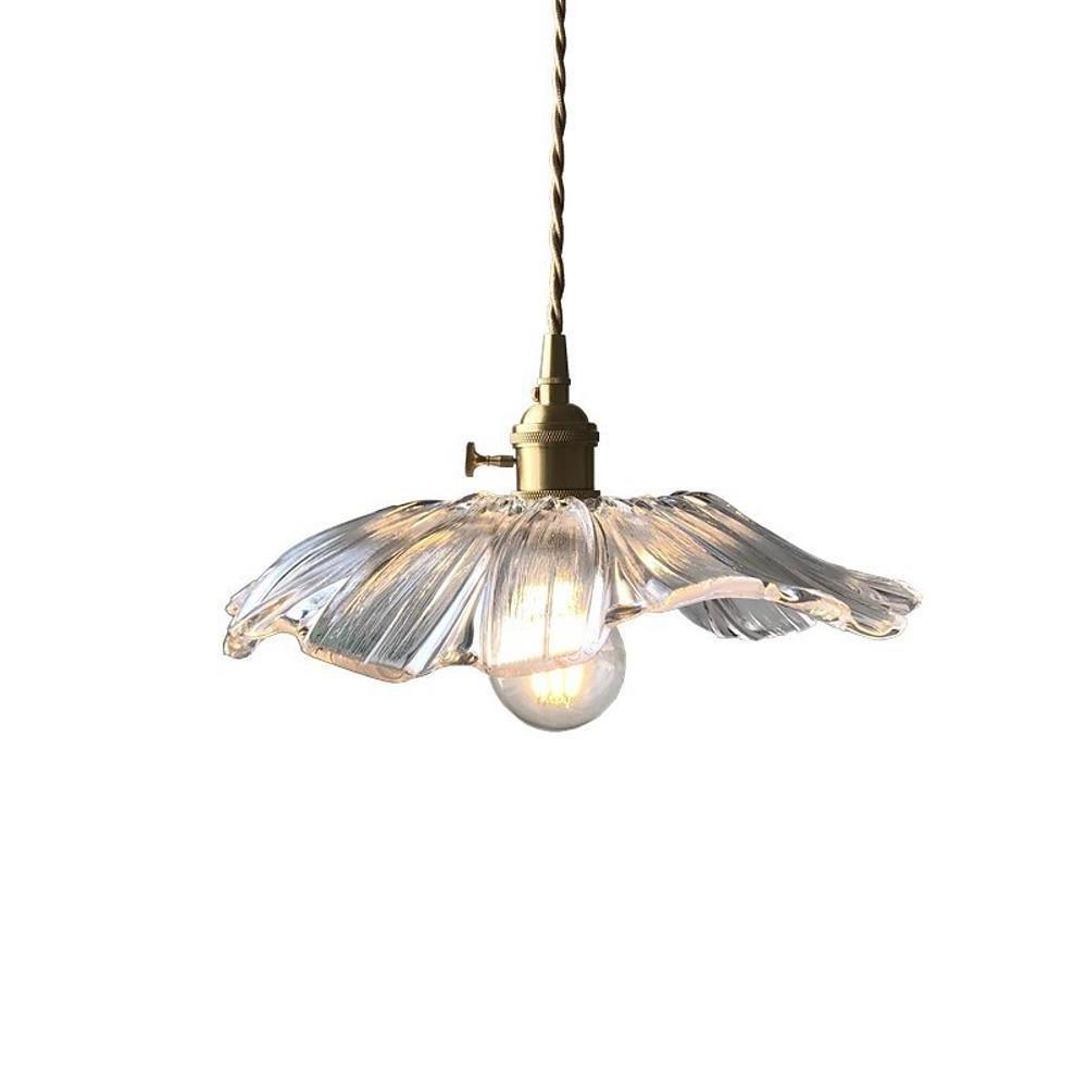 Nordic Flower Shape Glass Pendant Light with Copper Base for Elegant Home Decor