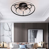 Modern Flush Mount Ceiling Fan with LED Light and Reversible Remote Control Motor for Living Room