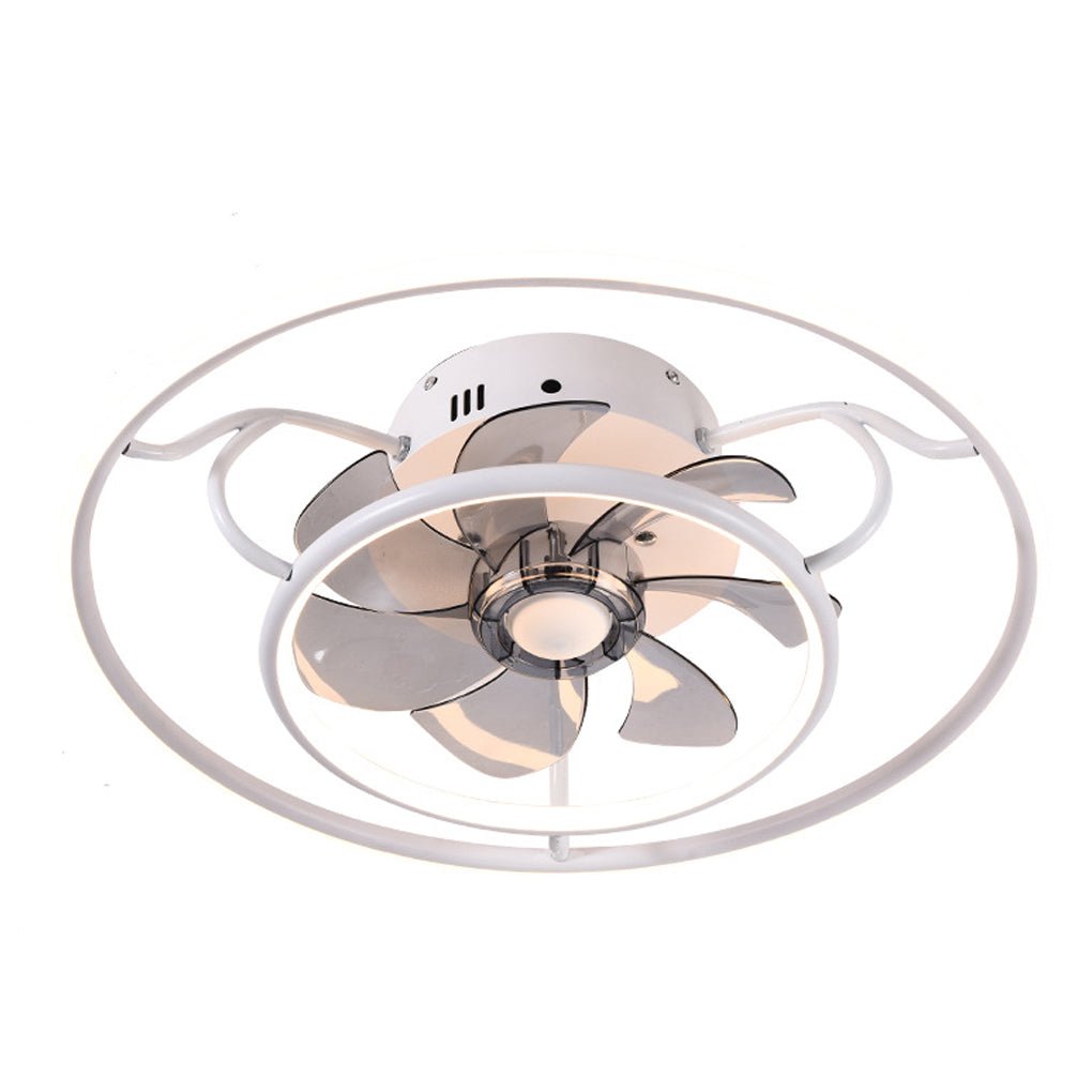 Modern Flush Mount Ceiling Fan with LED Light and Reversible Remote Control Motor for Living Room