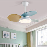 Modern Nordic Reversible Kids Ceiling Fan with LED Light and Remote Control for Bedroom