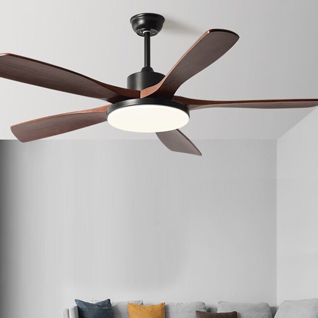 Nordic Dimmable LED Ceiling Fan with 6 Speed Remote Reversible Solid Wood Blades