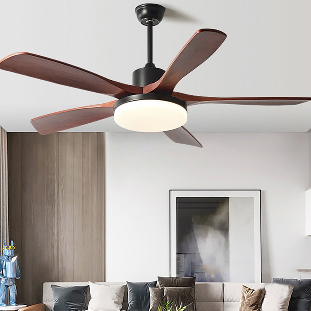 Nordic Dimmable LED Ceiling Fan with 6 Speed Remote Reversible Solid Wood Blades