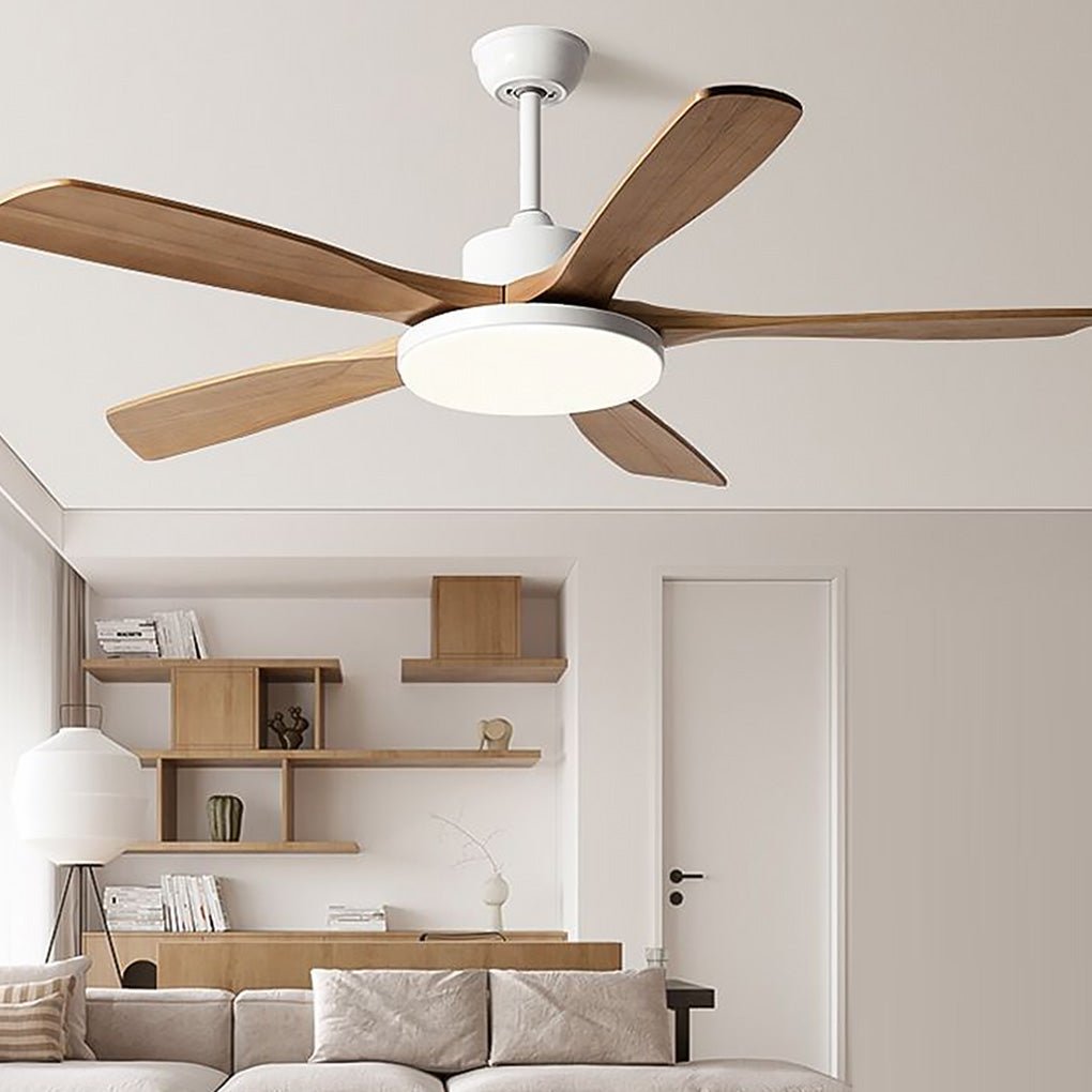 Nordic Dimmable LED Ceiling Fan with 6 Speed Remote Reversible Solid Wood Blades