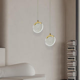 Nordic Geometric Acrylic Copper LED Pendant Light Modern Circular Hanging Ceiling Fixture