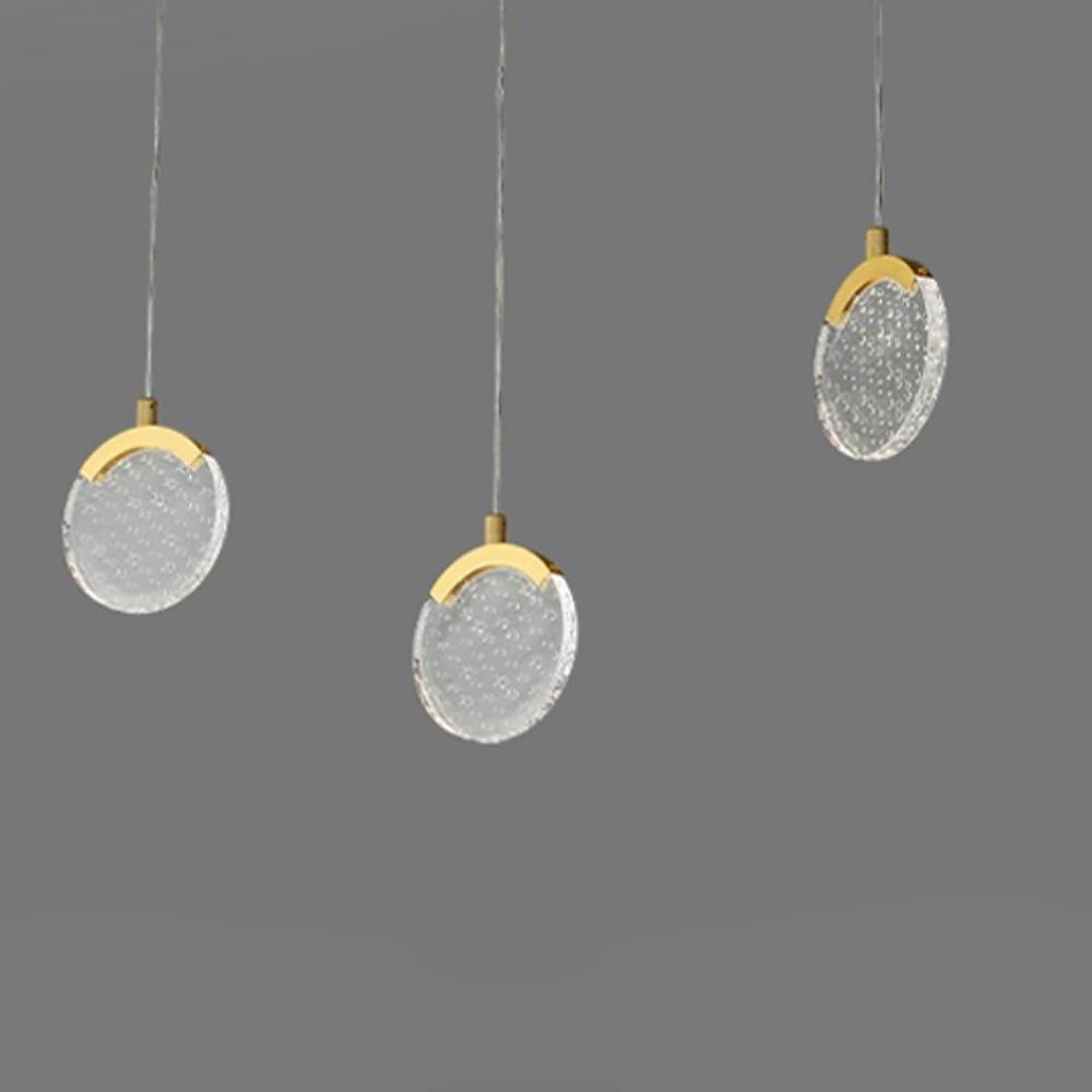 Nordic Geometric Acrylic Copper LED Pendant Light Modern Circular Hanging Ceiling Fixture