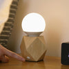 Nordic Geometric Wooden Bedside Touch Lamp with USB Charging Port and LED Bulb