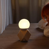 Nordic Geometric Wooden Bedside Touch Lamp with USB Charging Port and LED Bulb