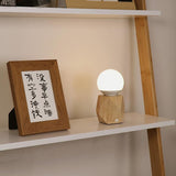 Nordic Geometric Wooden Bedside Touch Lamp with USB Charging Port and LED Bulb