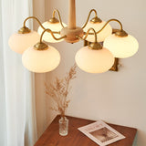 Nordic Glass and Wood Chandelier E27 LED Hanging Ceiling Light for Living Room and Bedroom