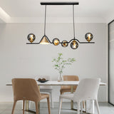 Nordic Glass Bubble LED Chandelier Modern Strip Cone Iron Pendant Light for Dining Room