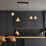 Nordic Glass Bubble LED Chandelier Modern Strip Cone Iron Pendant Light for Dining Room