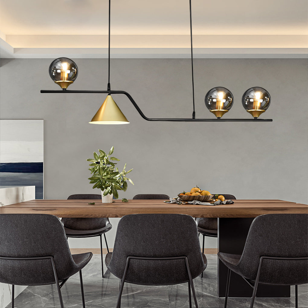 Nordic Glass Bubble LED Chandelier Modern Strip Cone Iron Pendant Light for Dining Room