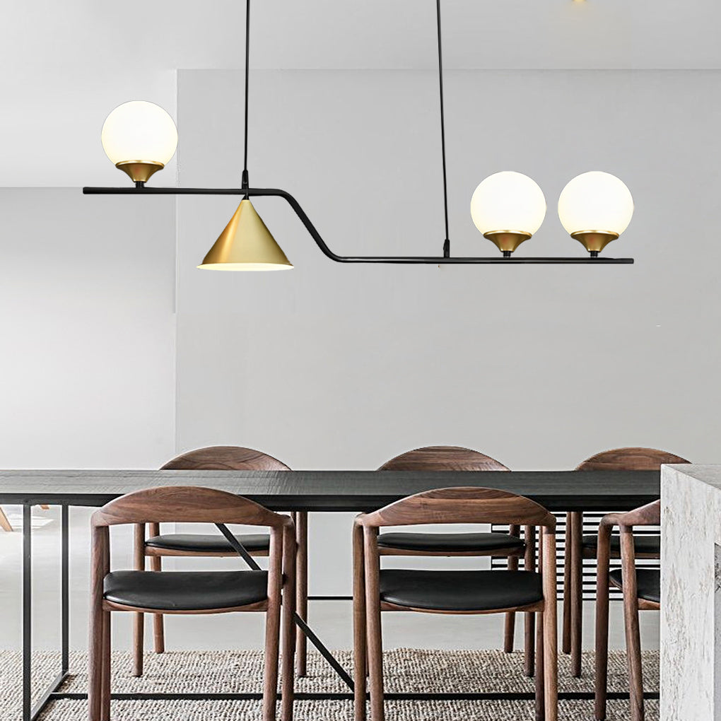 Nordic Glass Bubble LED Chandelier Modern Strip Cone Iron Pendant Light for Dining Room