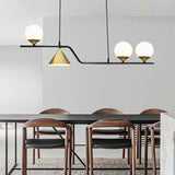 Nordic Glass Bubble LED Chandelier Modern Strip Cone Iron Pendant Light for Dining Room