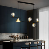 Nordic Glass Bubble LED Chandelier Modern Strip Cone Iron Pendant Light for Dining Room