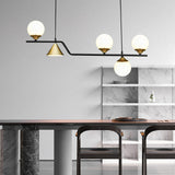 Nordic Glass Bubble LED Chandelier Modern Strip Cone Iron Pendant Light for Dining Room