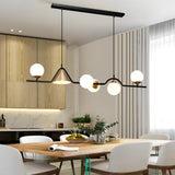 Nordic Glass Bubble LED Chandelier Modern Strip Cone Iron Pendant Light for Dining Room