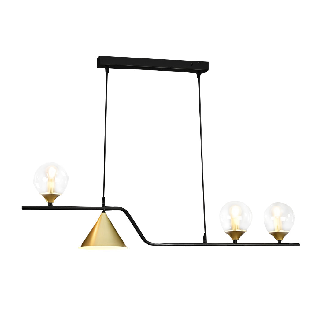 Nordic Glass Bubble LED Chandelier Modern Strip Cone Iron Pendant Light for Dining Room