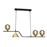 Nordic Glass Bubble LED Chandelier Modern Strip Cone Iron Pendant Light for Dining Room