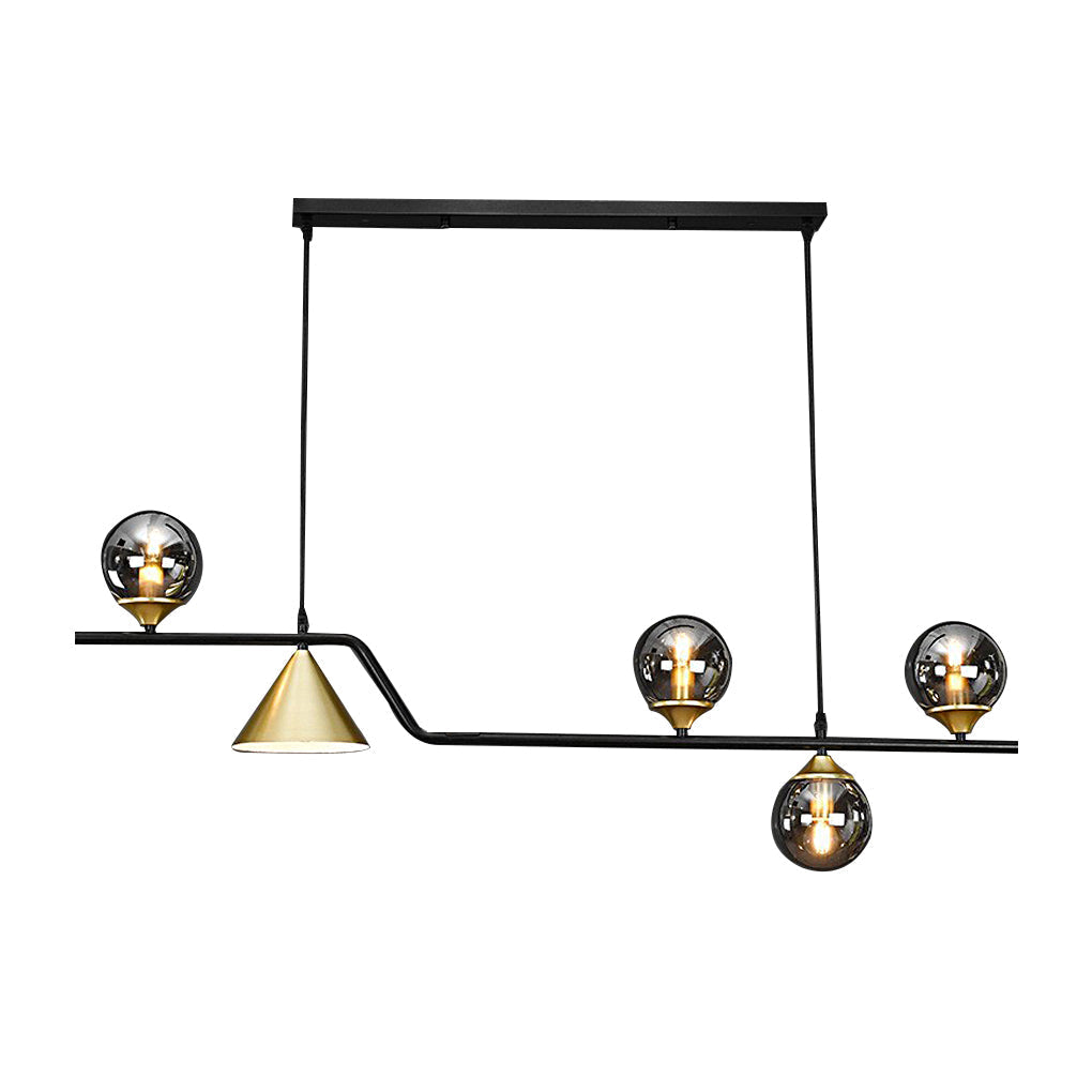 Nordic Glass Bubble LED Chandelier Modern Strip Cone Iron Pendant Light for Dining Room
