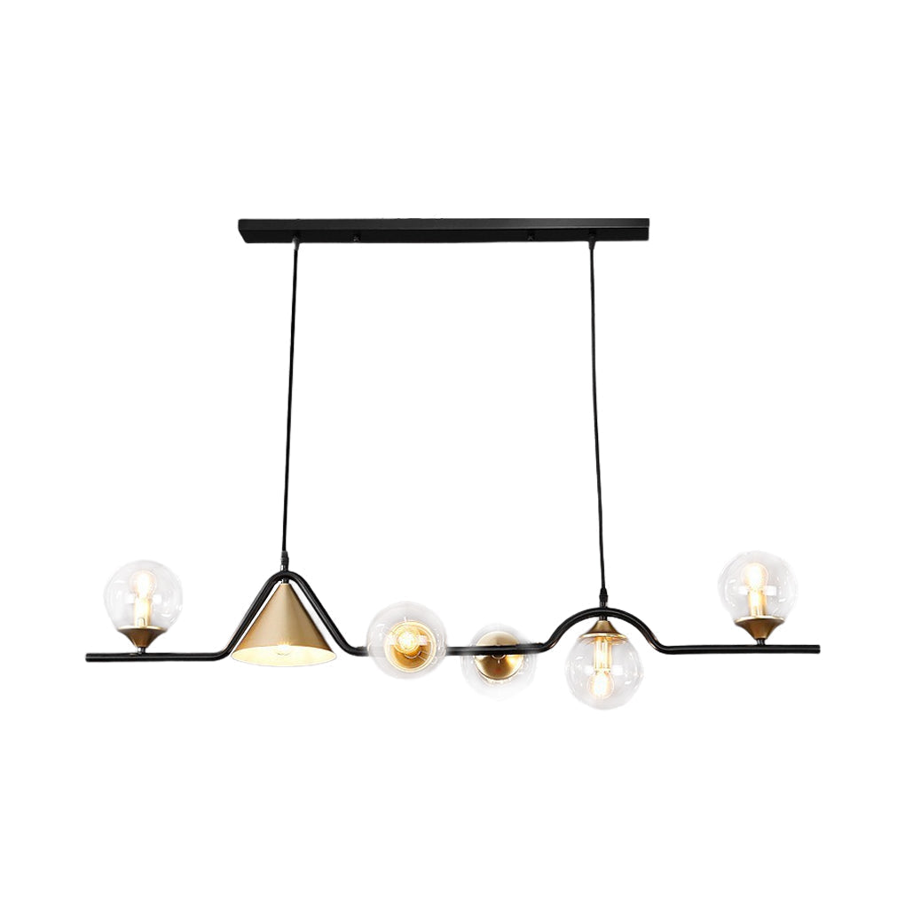 Nordic Glass Bubble LED Chandelier Modern Strip Cone Iron Pendant Light for Dining Room