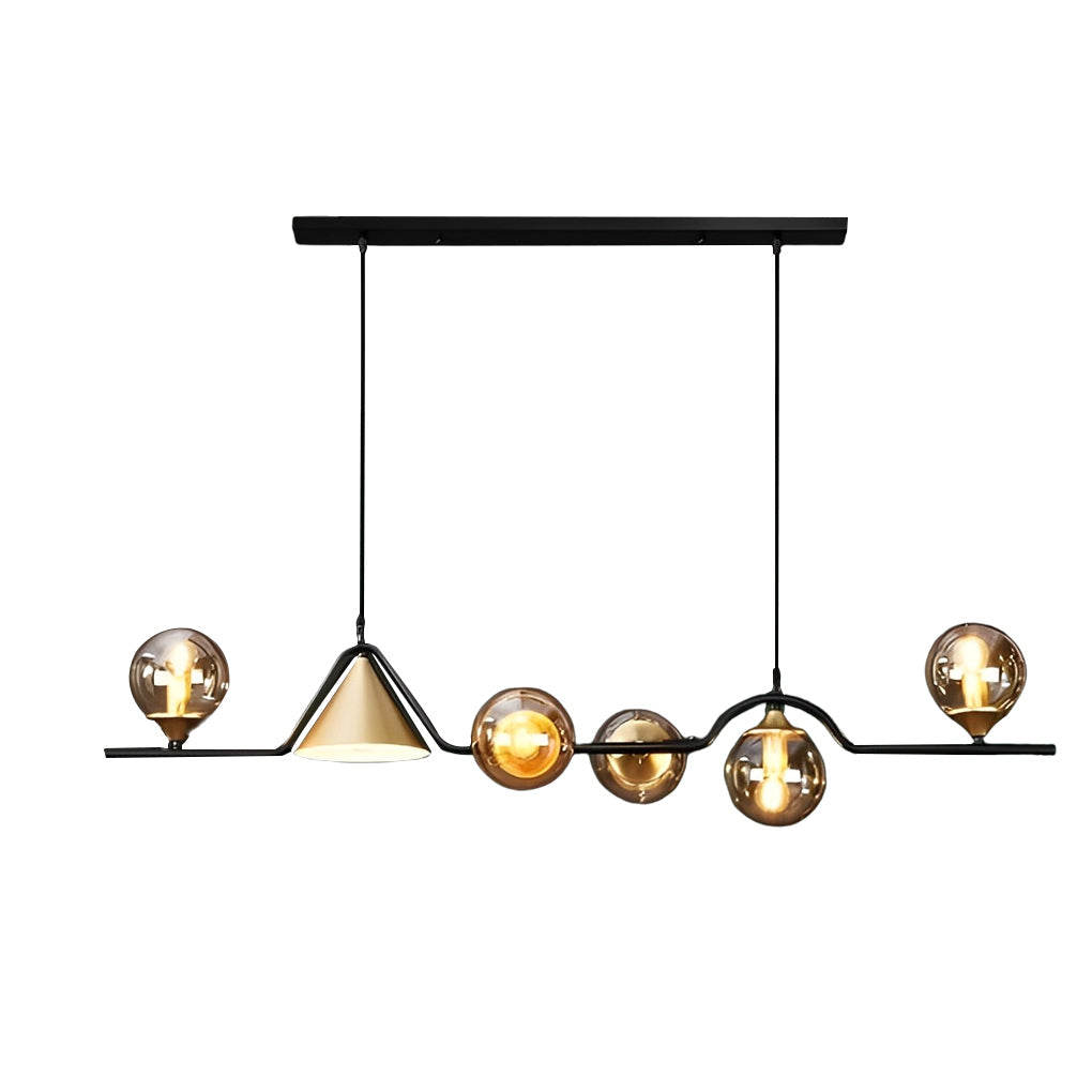Nordic Glass Bubble LED Chandelier Modern Strip Cone Iron Pendant Light for Dining Room