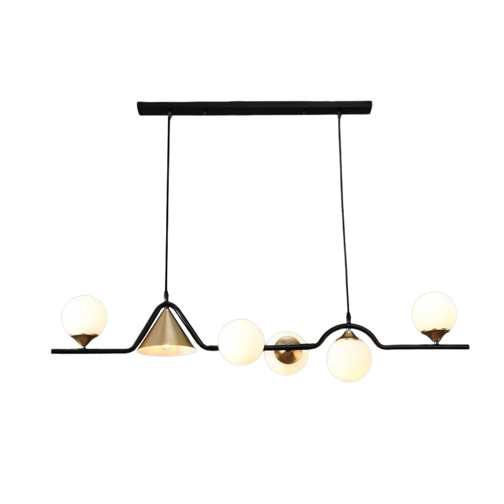 Nordic Glass Bubble LED Chandelier Modern Strip Cone Iron Pendant Light for Dining Room