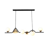 Nordic Glass Bubble LED Chandelier Modern Strip Cone Iron Pendant Light for Dining Room