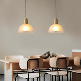 Nordic Glass Flower and Wood Pendant Light Modern White Hanging Chandelier Lamp for Dining Room