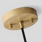 Nordic Glass Flower and Wood Pendant Light Modern White Hanging Chandelier Lamp for Dining Room