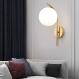 Nordic Glass Globe LED Wall Sconce Plug In Modern Indoor Wall Light for Living Room Gold