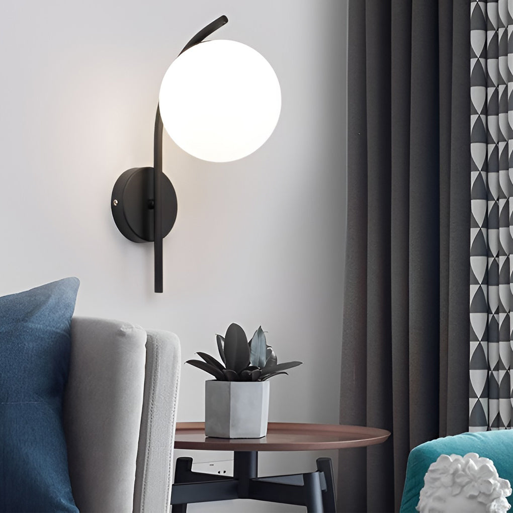 Nordic Glass Globe LED Wall Sconce Plug In Modern Indoor Wall Light for Living Room Gold