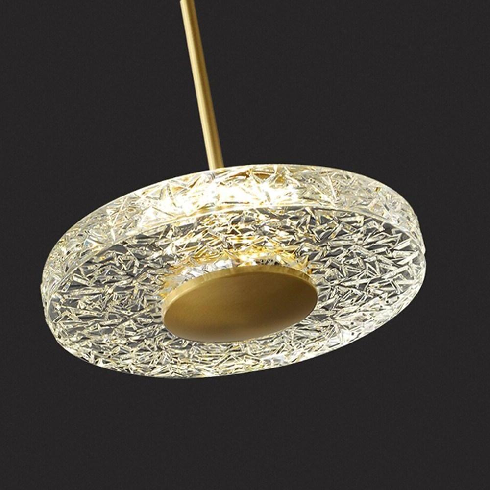 Nordic Gold Circular LED Pendant Light Modern Copper and Acrylic Hanging Ceiling Lamp