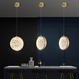 Nordic Gold Round Acrylic Chandelier Modern 3 Step Dimming Hanging Ceiling Light for Dining Room