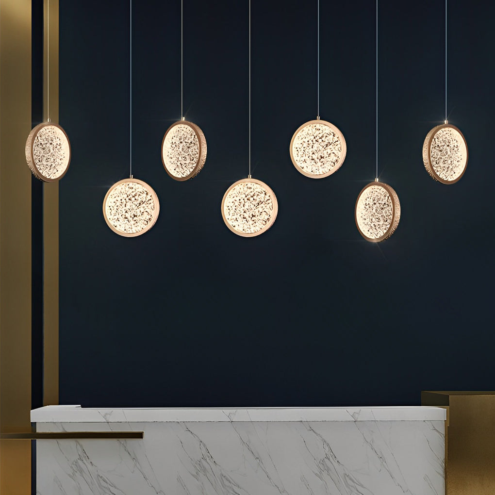 Nordic Gold Round Acrylic Chandelier Modern 3 Step Dimming Hanging Ceiling Light for Dining Room